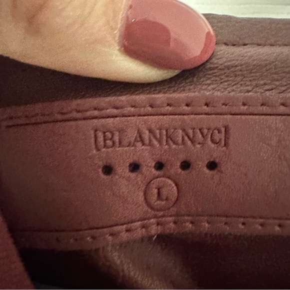 Blank NYC Maroon Asymmetrical Faux Leather Drape Front Jacket size Large - Picture 4 of 6